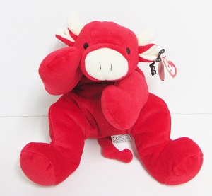 Red, the Bull (NON MINT TAG)<BR>Ty-Pillow Pal<br> (click Picture-FULL DETAILS)